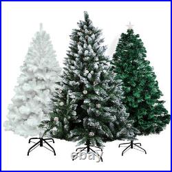 4/5/6/7FT Christmas Tree with LED Lights / Fibre Optic Pre Lit /Snowy Pine Cone