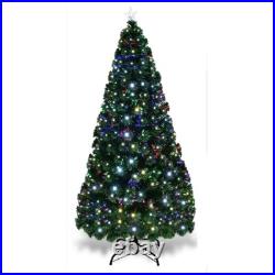 4/5/6/7FT Pre-Lit Fiber Optic Artificial Christmas Tree Multicolor Lights &Stand