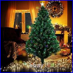 4/5/6/7FT Pre-Lit Fiber Optic Artificial Christmas Tree Xmas LED Lights Decor