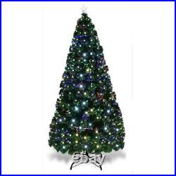 4/5/6/7FT Pre-Lit Fiber Optic Christmas Tree with LED Lights + Stand + Top Star