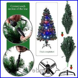 4 5 6 7FT Pre-Lit Realistic Artificial Christmas Tree With LED Lights In/Outdoor