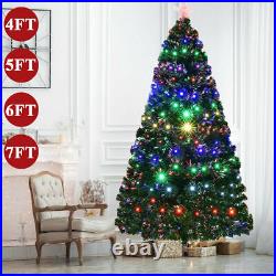 4/5/6/7FT Pre Lit Realistic Artificial Holiday Christmas Tree With Lights Decor