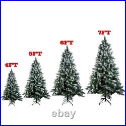 4/5/6/7Ft Artificial Christmas Tree with Lights LED Snow Flocked Pine Cone Xmas 4/5/6/7Ft Artificial Christmas Tree with Lights LED Snow Flocked Pine Cone Xmas