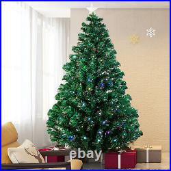 4/5/6/7Ft Pre-Lit Fiber Optic Artificial Christmas Tree with Multicolor LED Lights