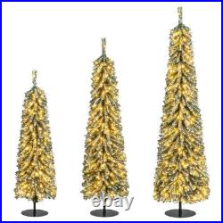 4' 5' 6' Artificial Christmas Tree Set of 3 with Realistic Accumulated Snow