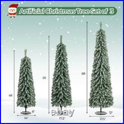 4' 5' 6' Artificial Christmas Tree Set of 3 with Realistic Accumulated Snow