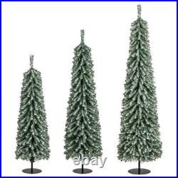 4' 5' 6' Artificial Christmas Tree Set of 3 with Realistic Accumulated Snow