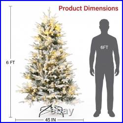 4.5-7.5ft Flocked Artificial Christmas Tree with LED Light Christmas Décoration