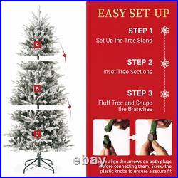 4.5-7.5ft Flocked Artificial Christmas Tree with LED Light Christmas Décoration