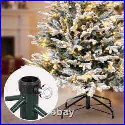 4.5-7.5ft Flocked Artificial Christmas Tree with LED Light Christmas Décoration