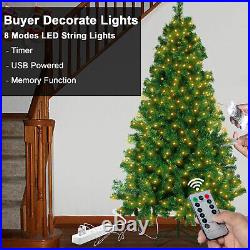 4.5-7ft Green Christmas Tree DIY USB LED Lights with Remote+50Pcs Xmas Ball Random