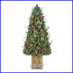 4.5 Ft Prelit Potted Artificial Tree Lighted Christmas Outdoor Home Decorations