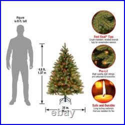 4.5 ft PreLit Downswept Douglas Fir Artificial Christmas Tree, 450 Multicolor