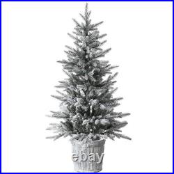 4.5 ft. Pre-Lit Snowy Alpine Fir Tree with LED Lights, Plug-In
