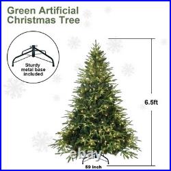 4-9 ft Pre-Lit Artificial Christmas Tree withLED Lights Spruce Tree Foldable Base