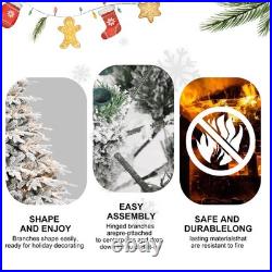 4-9 ft Pre-Lit Flocked Fir Artificial Christmas Tree with Lights Snowy Branches