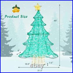 4 FT Lighted Artificial Christmas Tree, Xmas Tree Decor with 520 LED Lights
