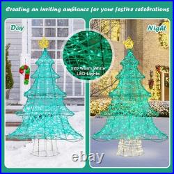 4 FT Lighted Artificial Christmas Tree, Xmas Tree Decor with 520 LED Lights