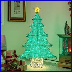 4 FT Lighted Artificial Christmas Tree, Xmas Tree Decor with 520 LED Lights