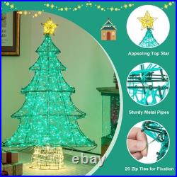 4 FT Lighted Artificial Christmas Tree, Xmas Tree Decor with 520 LED Lights