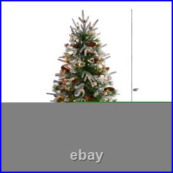 4' Frosted Artificial Christmas Tree Pre-Lit, LED, Berries in Decorative Planter