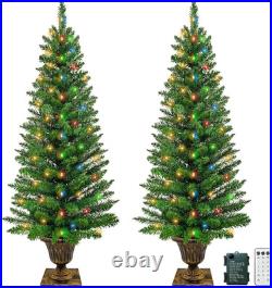 4 Ft Outdoor Christmas Tree Set with Timer & Remote Dual Color Lights