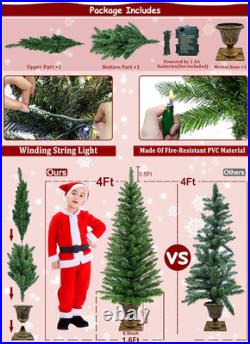 4 Ft Outdoor Christmas Tree Set with Timer & Remote Dual Color Lights