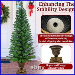 4 Ft Outdoor Christmas Tree Set with Timer & Remote Dual Color Lights