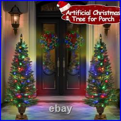 4 Ft Outdoor Christmas Tree Set with Timer & Remote Dual Color Lights