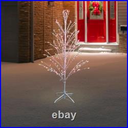 4' Pre-Lit Cascade Twig Tree with Multicolor Lights for Outdoor Christmas Decor