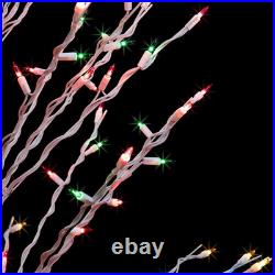 4' Pre-Lit Cascade Twig Tree with Multicolor Lights for Outdoor Christmas Decor