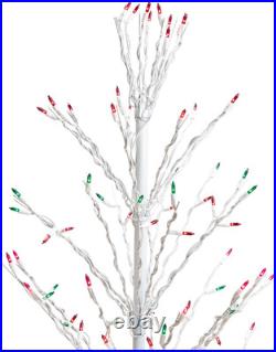 4' Pre-Lit Cascade Twig Tree with Multicolor Lights for Outdoor Christmas Decor