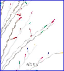 4' Pre-Lit Cascade Twig Tree with Multicolor Lights for Outdoor Christmas Decor