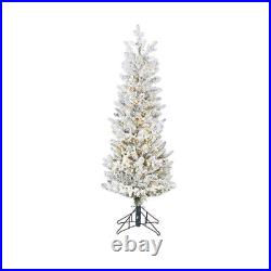 4' SNAKE LIGHT SLIM FLOCKED ALPINE FIR TREE 48H 19D Christmas RAZ T4147030 NEW