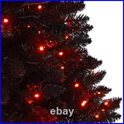 4-ft Black Halloween Artificial Christmas Tree in Urn with 100 Orange LED Lights