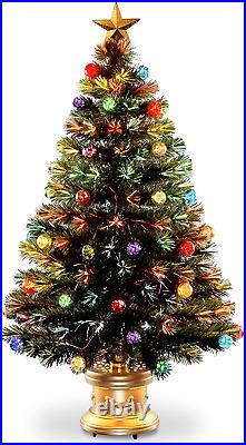 4 ft Pre-lit Christmas Tree Flocked with Mixed Decorations and Multi-Color Light