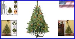 4ft Green Spruce Christmas Tree Prelit Multicolor Lights, Metal Stand Included