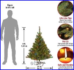 4ft Green Spruce Christmas Tree Prelit Multicolor Lights, Metal Stand Included