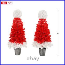 4ft Lighted Christmas Tree Set of 2, Artificial Tree with Warm White Lights new 4ft Lighted Christmas Tree Set of 2, Artificial Tree with Warm White Lights new