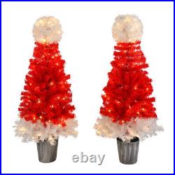 4ft Lighted Christmas Tree Set of 2, Artificial Tree with Warm White Lights new 4ft Lighted Christmas Tree Set of 2, Artificial Tree with Warm White Lights new