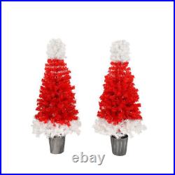 4ft Lighted Christmas Tree Set of 2, Artificial Tree with Warm White Lights new 4ft Lighted Christmas Tree Set of 2, Artificial Tree with Warm White Lights new
