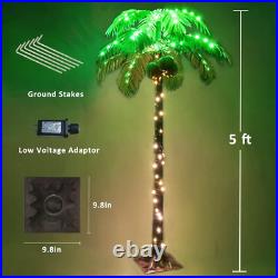 5FT 148 Leds Lighted Palm Trees, Artificial Palm Tree with Coconuts, Light up Tr