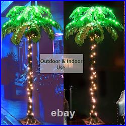 5FT 148 Leds Lighted Palm Trees, Artificial Palm Tree with Coconuts, Light up Tr