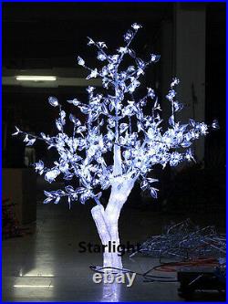 5FT LED Christmas Light Crystal Cherry Blossom Tree with White Leafs Outdoors