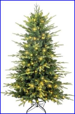 5FT Pre-Lit Aspen Fir Artificial Christmas Tree Slim 250 LED Hinged Metal Stand