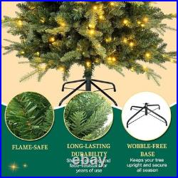 5FT Pre-Lit Aspen Fir Artificial Christmas Tree Slim 250 LED Hinged Metal Stand