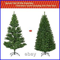 5FT Pre-Lit Christmas Tree Hinged Artificial Tree with Metal Stand LED Lights