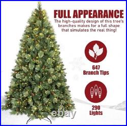 5FT Prelit Artificial Christmas Tree Carolina Pine Tree with43 pinecones 290 Light