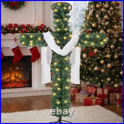 5Ft Christmas Cross Tree with LED Lights, Silk Scarf, Christ Crown for Christian