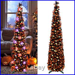 5Ft Halloween Tree Prelit, Pencil Pop up Tree with Light Halloween Decoration